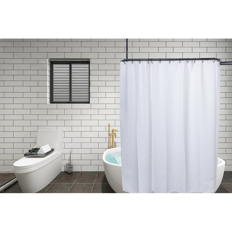UtopiaAlley 59'' DShaped Fixed Shower Curtain Rod & Hook Set & Reviews